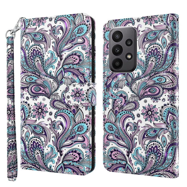For Samsung Galaxy A24 3D Painting Pattern TPU + PU Leather Phone Case(Swirl Pattern)