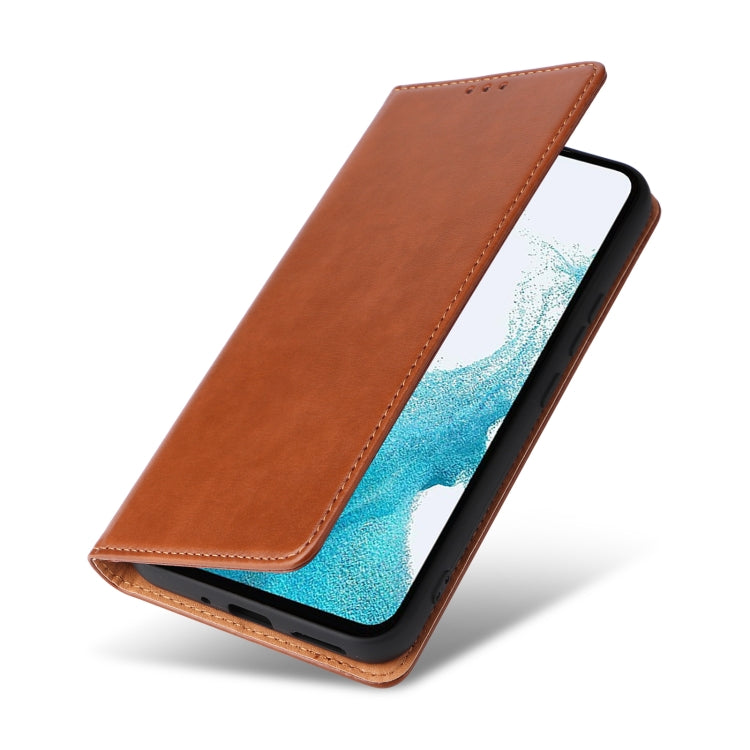 For Samsung Galaxy A54 5G Fierre Shann PU Genuine Leather Texture Leather Phone Case(Brown)