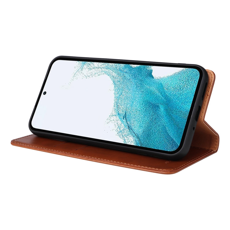 For Samsung Galaxy A54 5G Fierre Shann PU Genuine Leather Texture Leather Phone Case(Brown)