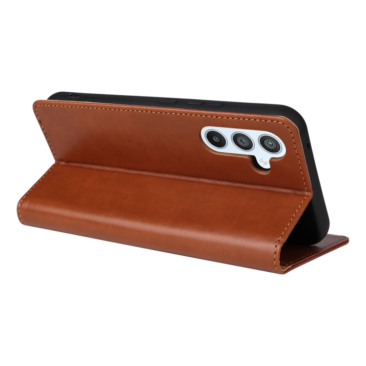For Samsung Galaxy A54 5G Fierre Shann PU Genuine Leather Texture Leather Phone Case(Brown)