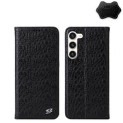 For Samsung Galaxy S23 5G Fierre Shann Crocodile Texture Magnetic Genuine Leather Phone Case(Black)