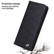 For Samsung Galaxy S23 5G Fierre Shann Crocodile Texture Magnetic Genuine Leather Phone Case(Black)