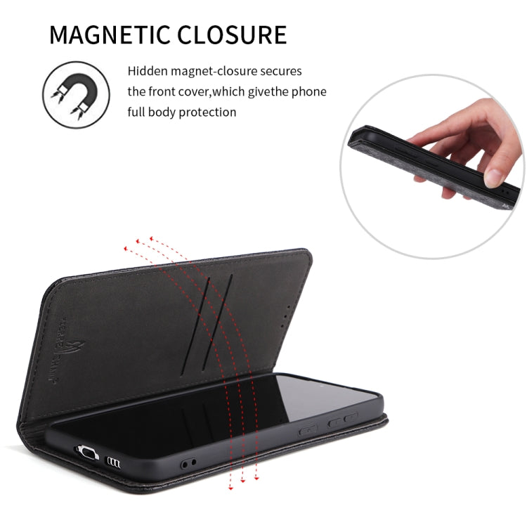 For Samsung Galaxy S23 5G Fierre Shann Crocodile Texture Magnetic Genuine Leather Phone Case(Black)