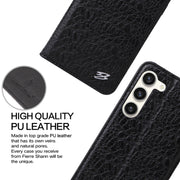 For Samsung Galaxy S23 5G Fierre Shann Crocodile Texture Magnetic Genuine Leather Phone Case(Black)