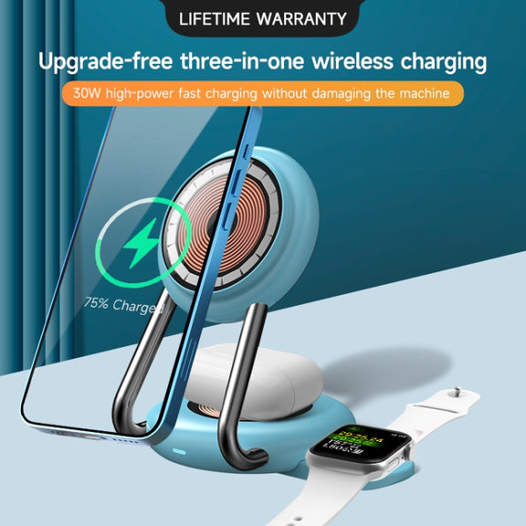 N21 15W 3 in 1 Transparent Magnetic Wireless Charger(White)