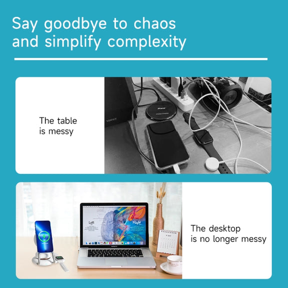 N21 15W 3 in 1 Transparent Magnetic Wireless Charger(Black)