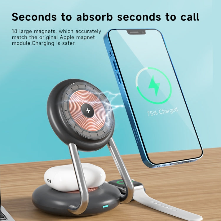 N21 15W 3 in 1 Transparent Magnetic Wireless Charger(Black)