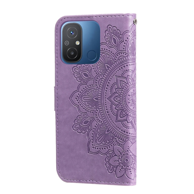 For Xiaomi Redmi 11A 4G/12C 7-petal Flowers Embossing Leather Phone Case(Light Purple) - free shipping - PMC TechLife - Order now!