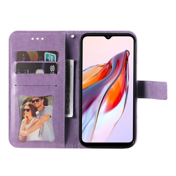 For Xiaomi Redmi 11A 4G/12C 7-petal Flowers Embossing Leather Phone Case(Light Purple) - free shipping - PMC TechLife - Order now!