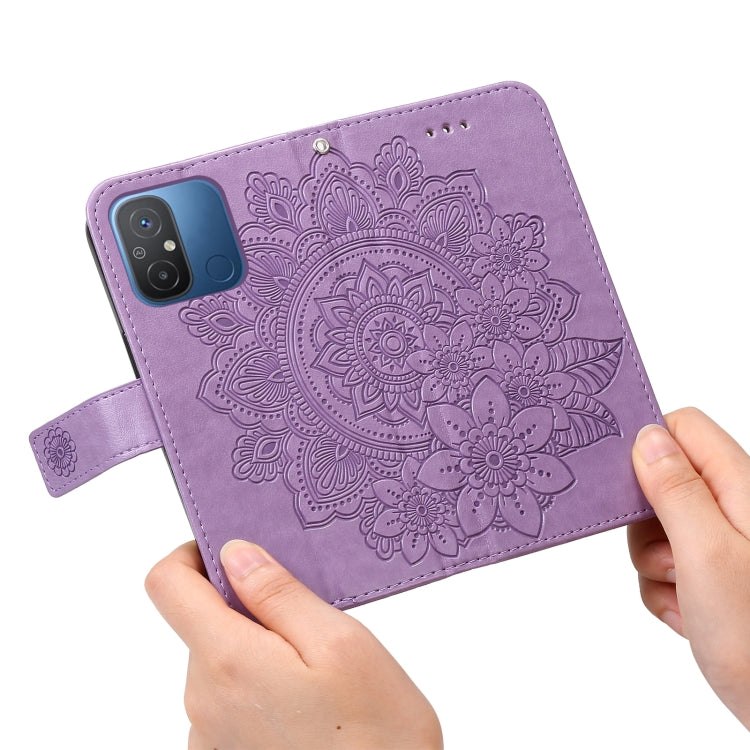 For Xiaomi Redmi 11A 4G/12C 7-petal Flowers Embossing Leather Phone Case(Light Purple) - free shipping - PMC TechLife - Order now!