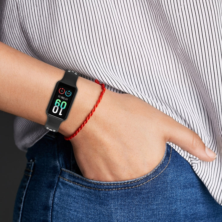 For Redmi Band 2 Loop Two-Color Breathable Silicone Watch Band(Black+Lime)