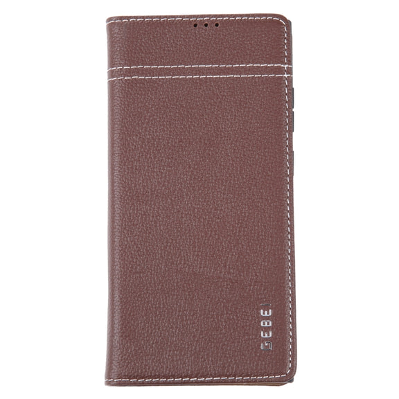 For Samsung Galaxy S23 Ultra 5G GEBEI Top-grain Horizontal Flip Leather Phone Case(Brown)