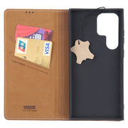 For Samsung Galaxy S23 Ultra 5G GEBEI Top-grain Horizontal Flip Leather Phone Case(Brown)