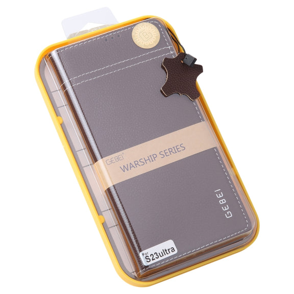 For Samsung Galaxy S23 Ultra 5G GEBEI Top-grain Horizontal Flip Leather Phone Case(Brown)