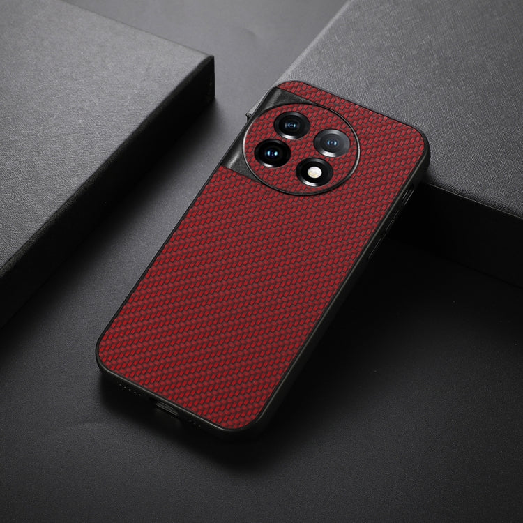 For OnePlus Ace 2 / 11R Accurate Hole Carbon Fiber Texture PU Phone Case(Red)