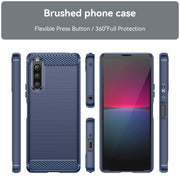 For Sony Xperia 10 V Brushed Texture Carbon Fiber TPU Phone Case(Blue)