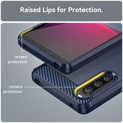 For Sony Xperia 10 V Brushed Texture Carbon Fiber TPU Phone Case(Blue)