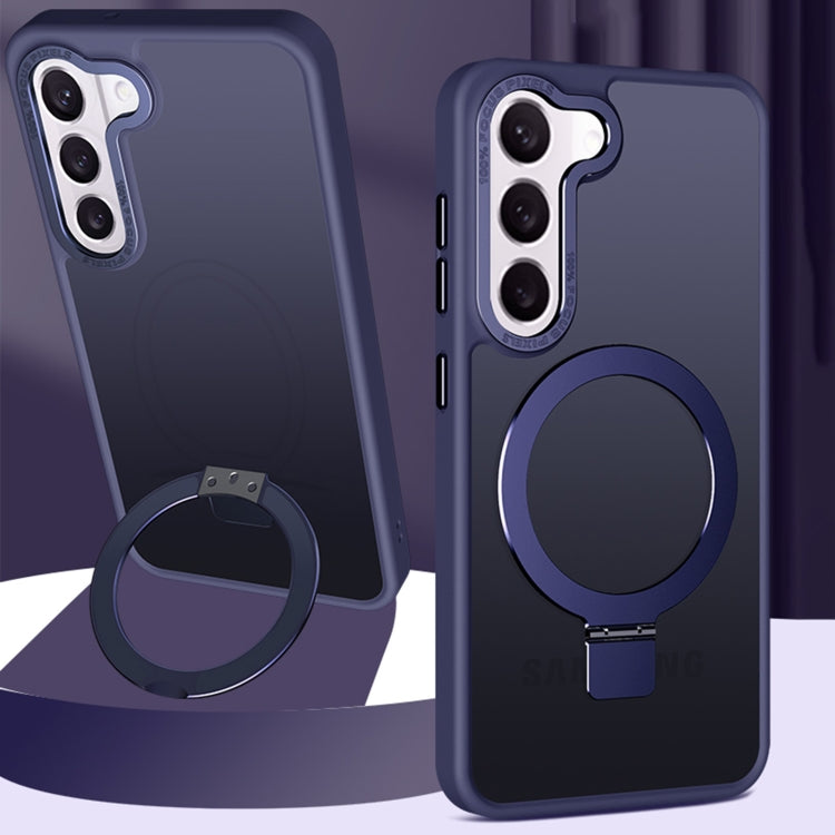 For Samsung Galaxy S23 5G Skin Feel MagSafe Magnetic Holder Phone Case(Dark Blue) - Galaxy S23 5G Cases by PMC TechLife | Online Shopping South Africa | PMC TechLife