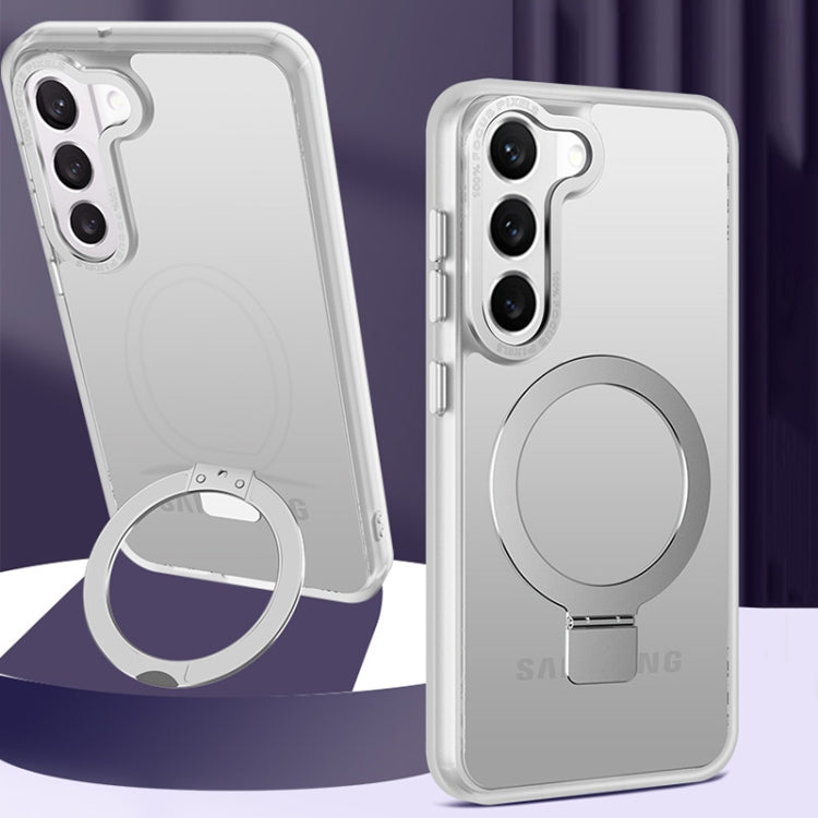 For Samsung Galaxy S23 5G Skin Feel MagSafe Magnetic Holder Phone Case(Transparent) - Galaxy S23 5G Cases by PMC TechLife | Online Shopping South Africa | PMC TechLife