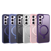 For Samsung Galaxy S23 5G Skin Feel MagSafe Magnetic Holder Phone Case(Black)