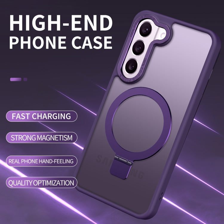 For Samsung Galaxy S23 5G Skin Feel MagSafe Magnetic Holder Phone Case(Black)