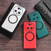 For Honor Magic5 Pro Cloth Texture PU MagSafe Magnetic Phone Case(White)