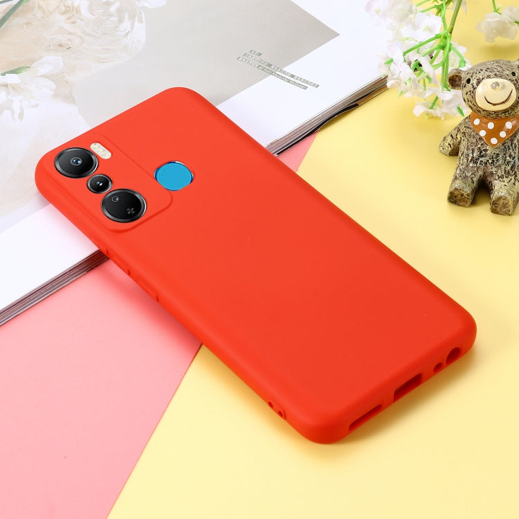 For Infinix Hot 20i X665E Pure Color Liquid Silicone Shockproof Phone Case(Red) - free shipping - PMC Jewellery - Order now!