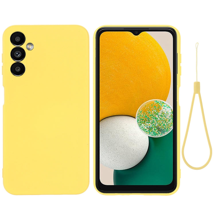 For Samsung Galaxy A14 4G Pure Color Liquid Silicone Shockproof Phone Case(Yellow)