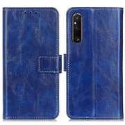 For Sony Xperia 1 V Retro Crazy Horse Texture Horizontal Flip Leather Phone Case(Blue)