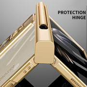 For Xiaomi Mix Fold 2 Electroplated Hinge Transparent Phone Case with Pen Slot(Rose Gold)