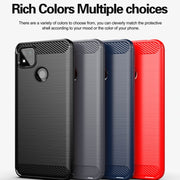 For Xiaomi Redmi 9C NFC Brushed Texture Carbon Fiber TPU Phone Case(Blue)