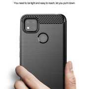 For Xiaomi Redmi 9C NFC Brushed Texture Carbon Fiber TPU Phone Case(Blue)