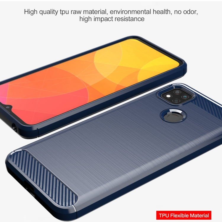 For Xiaomi Redmi 9C NFC Brushed Texture Carbon Fiber TPU Phone Case(Blue)