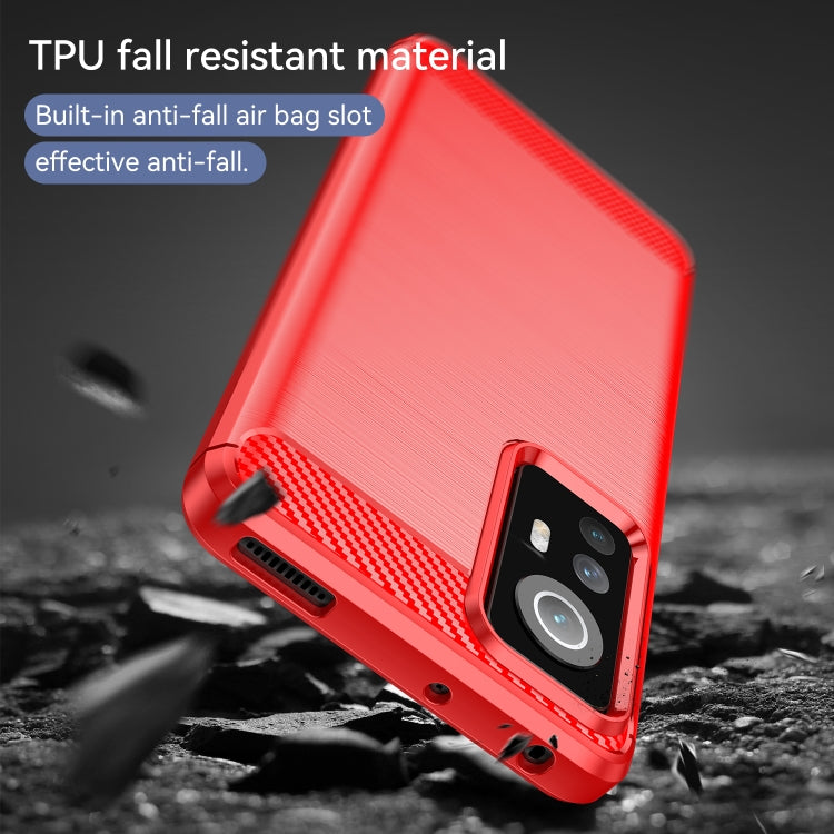 For Xiaomi Redmi 12S Brushed Texture Carbon Fiber TPU Phone Case(Red)