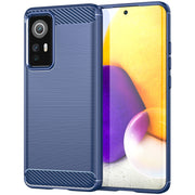 For Xiaomi 12X Brushed Texture Carbon Fiber TPU Phone Case(Blue)