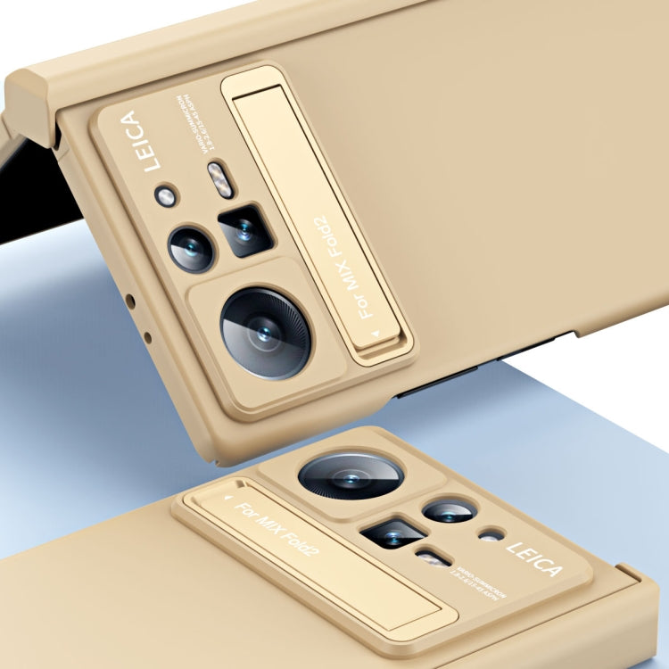 For Xiaomi Mix Fold 2 Macaron Hinge All-inclusive Folding Phone Case with Stand(Gold) - Xiaomi Cases by PMC TechLife | Online Shopping South Africa | PMC TechLife