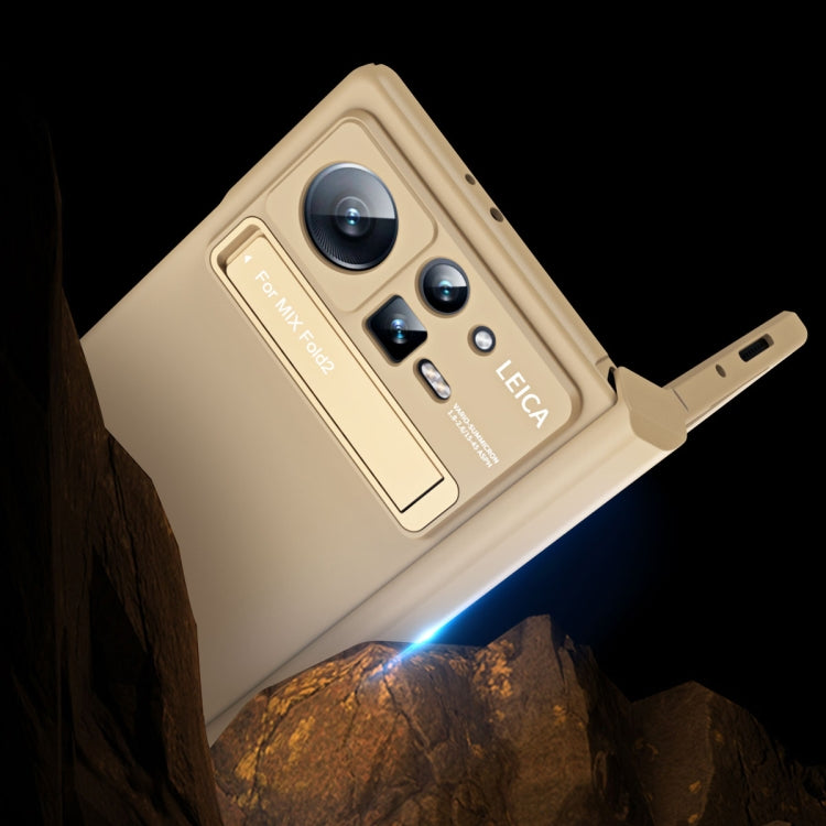 For Xiaomi Mix Fold 2 Macaron Hinge All-inclusive Folding Phone Case with Stand(Black) - Xiaomi Cases by PMC TechLife | Online Shopping South Africa | PMC TechLife