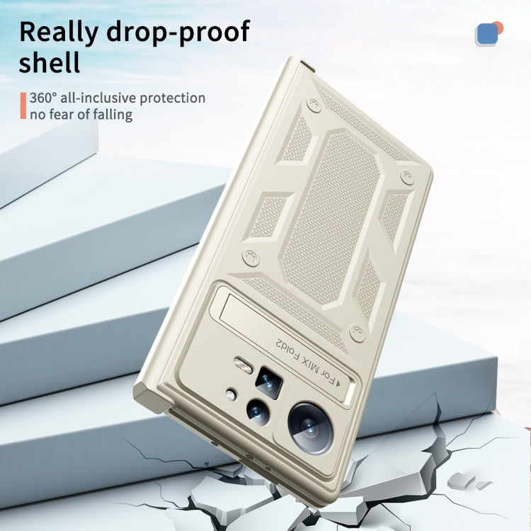 For Xiaomi Mix Fold 2 Hinge All-inclusive Magnetic Phone Case with Stand(White) - Xiaomi Cases by PMC TechLife | Online Shopping South Africa | PMC TechLife