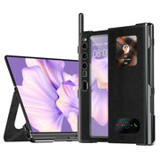 For Huawei Mate Xs 2 integrated Cross Pattern Electroplating All-inclusive Phone Case with Stand(Black)