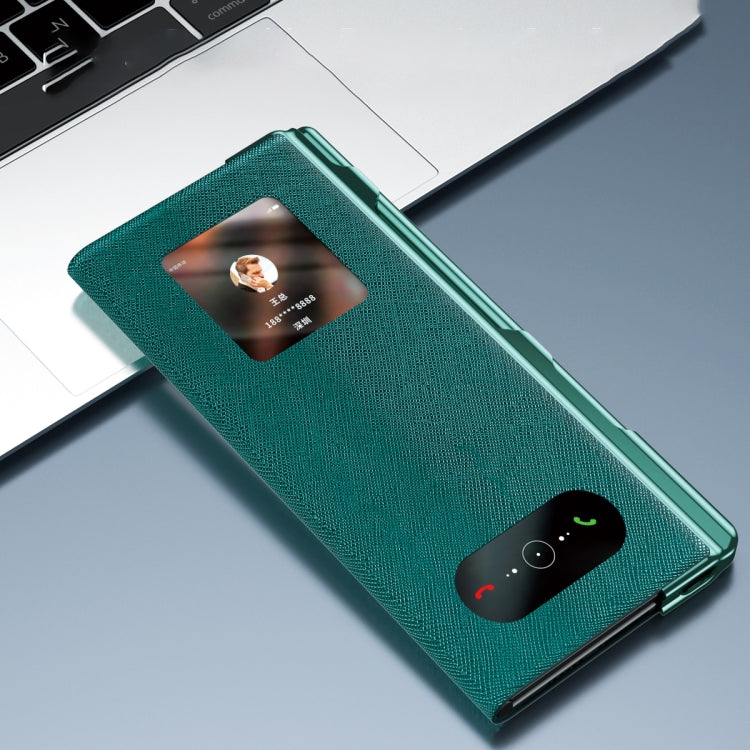 For Huawei Mate Xs 2 integrated Cross Pattern Electroplating All-inclusive Phone Case with Stand(Red) - Huawei Cases by PMC TechLife | Online Shopping South Africa | PMC TechLife | Buy Now Pay Later Mobicred