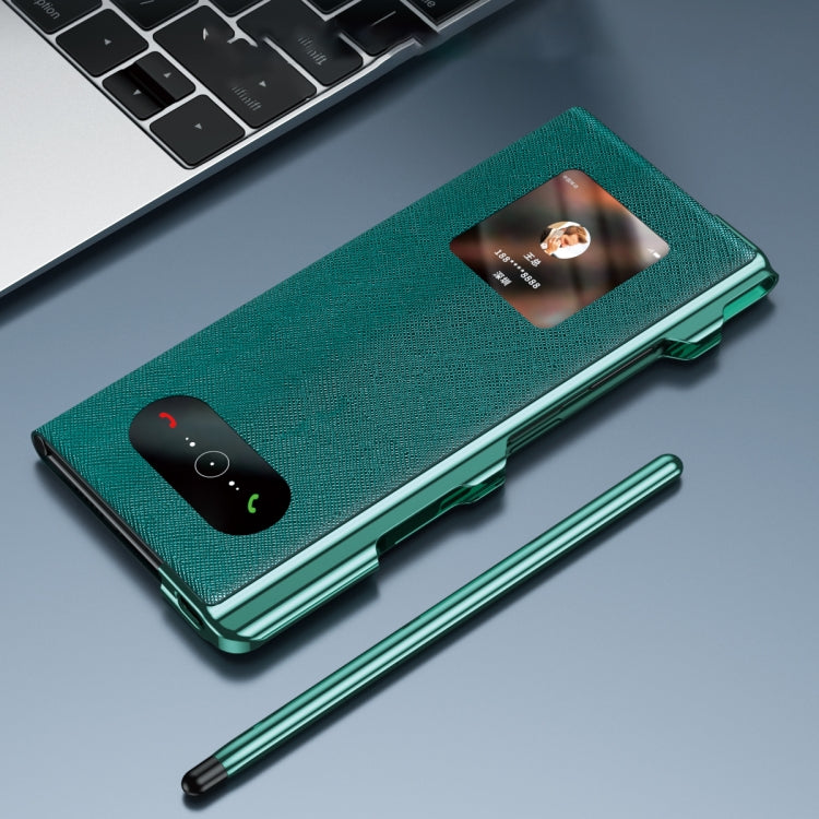 For Huawei Mate Xs 2 integrated Cross Pattern Electroplating All-inclusive Phone Case with Stand(Red) - Huawei Cases by PMC TechLife | Online Shopping South Africa | PMC TechLife | Buy Now Pay Later Mobicred