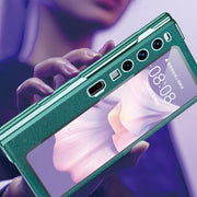 For Huawei Mate Xs 2 integrated Cross Pattern Electroplating All-inclusive Phone Case with Stand(Black)