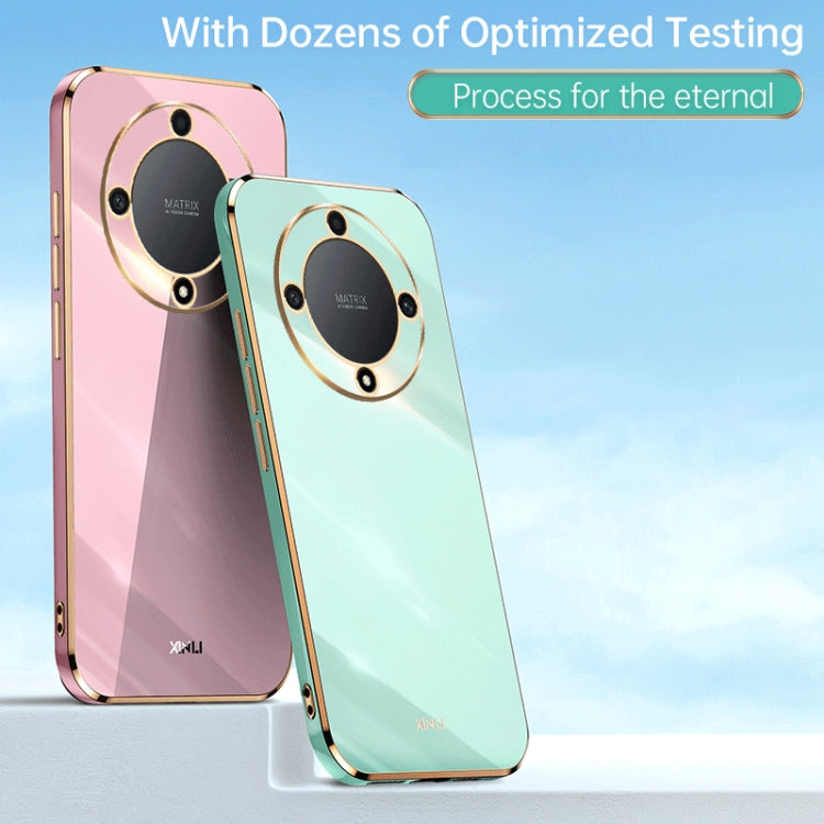 For Honor X9a 5G XINLI Straight Edge 6D Electroplate TPU Phone Case(Cherry Purple)