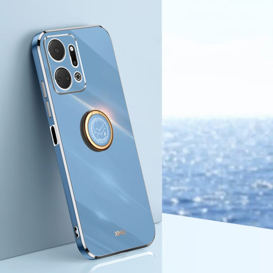 For Honor X7a 2023 XINLI Straight Edge 6D Electroplate TPU Phone Case with Ring Holder(Celestial Blue) - free shipping - PMC Jewellery - Order now!