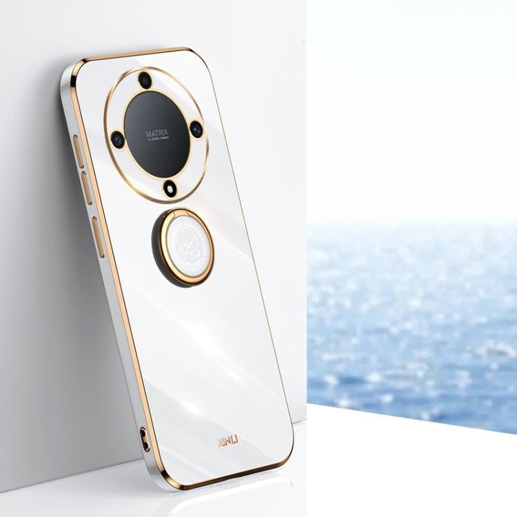 For Honor X9a 5G XINLI Straight Edge 6D Electroplate TPU Phone Case with Ring Holder(White) - free shipping - PMC TechLife - Order now!