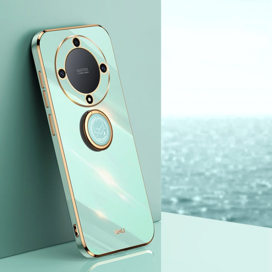 For Honor X9a 5G XINLI Straight Edge 6D Electroplate TPU Phone Case with Ring Holder(Mint Green) - free shipping - PMC Jewellery - Order now!