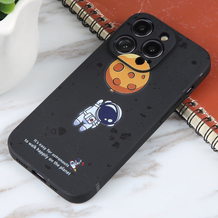 For iPhone 11 Pro Max Astronaut Pattern Silicone Straight Edge Phone Case(Planet Landing-Black) - free shipping - PMC TechLife - Order now!
