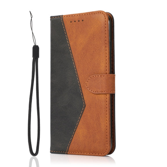 For Nokia 6.2 / 7.2 Dual-color Stitching Leather Phone Case(Black Brown)