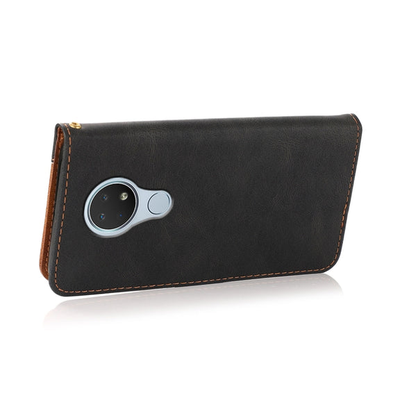 For Nokia 6.2 / 7.2 Dual-color Stitching Leather Phone Case(Black Brown)