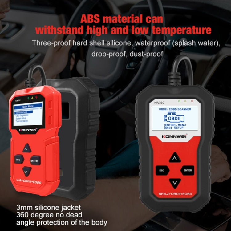 For Mercedes Benz KONNWE KW360 2.4 inch OBD2 Car Fault Detector - Code Readers & Scan Tools by KONNWEI | Online Shopping South Africa | PMC Jewellery | Buy Now Pay Later Mobicred